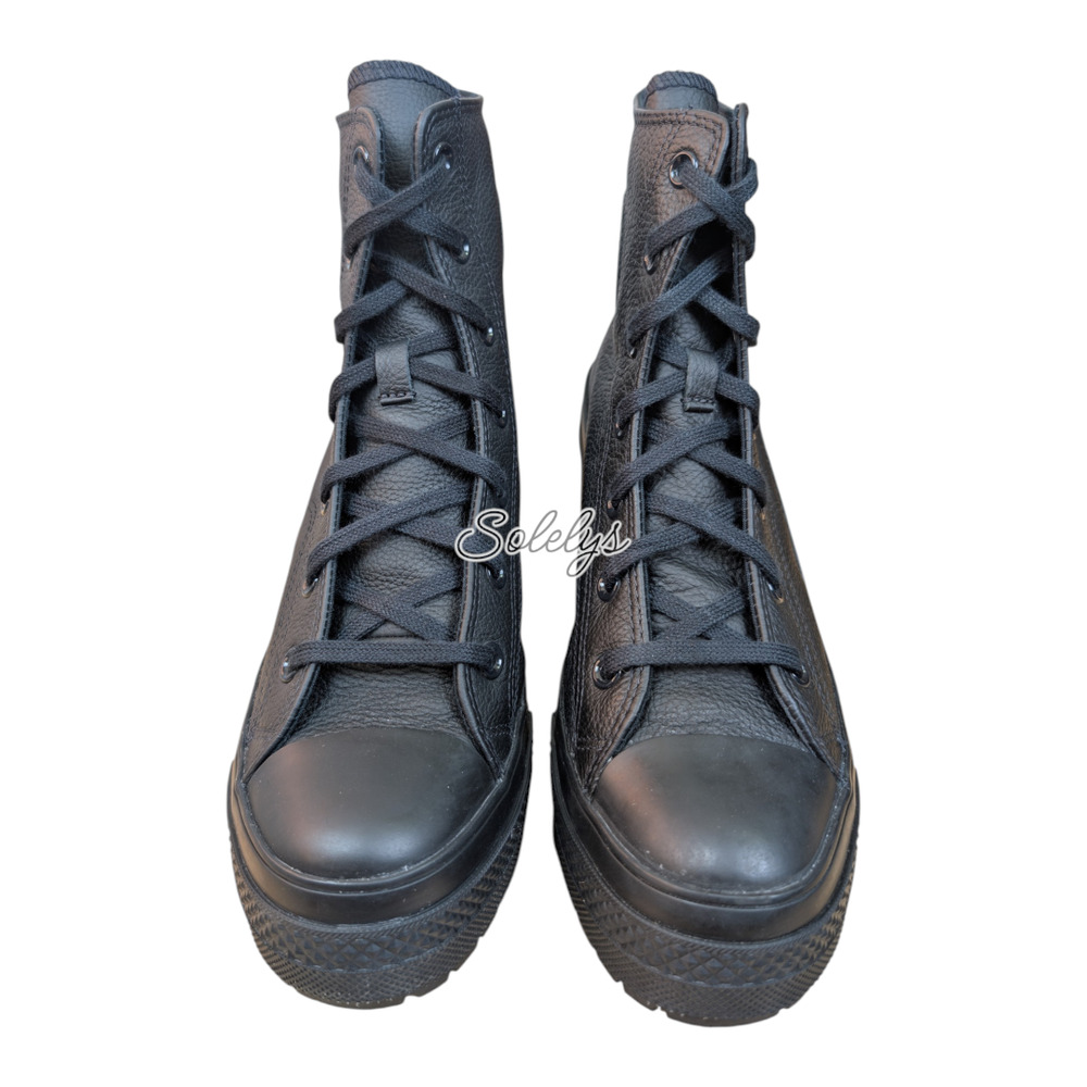 Converse Chuck 70 De Luxe Heel Leather Black Monochrome Sneaker Boot Womens 9 - Picture 2 of 10